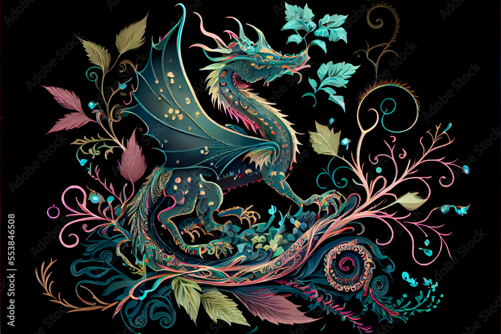 Generative AI abstract render of a dragon Generative AI abstract render of a dragon