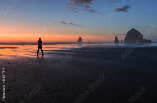 staring at the Haystack Rock during sunset, Cannon Beach photo