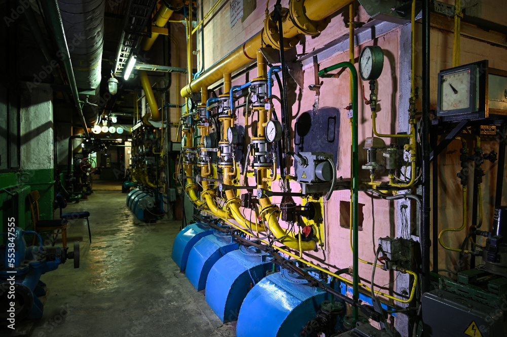 Industrial gas boiler room and equipment