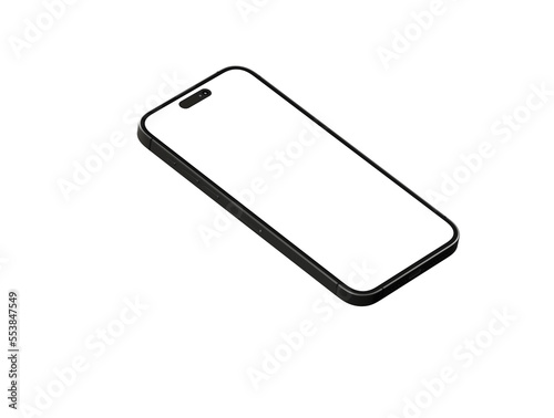 3d smartphone with blank screen isolated