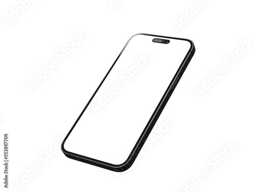 3d smartphone with blank screen isolated