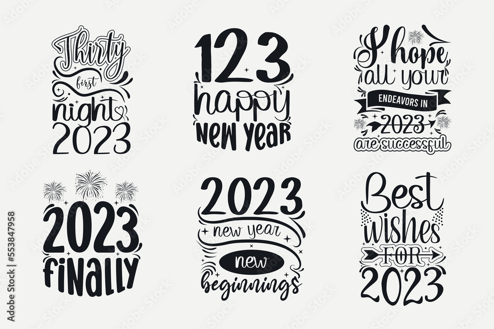 New year svg bundle, happy new year svg quotes, new year typography t-shirt design, SVG cut files