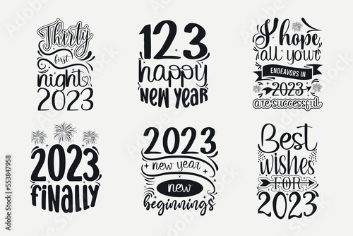New year svg bundle, happy new year svg quotes, new year typography t-shirt design, SVG cut files