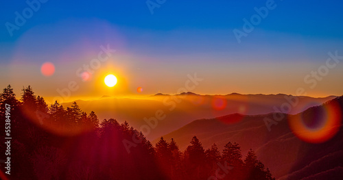 sunset over the Smokey Mountains