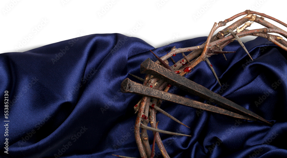Crown Of Thorns And Purple Robe, Crucifixion Of Jesus Christ Stock
