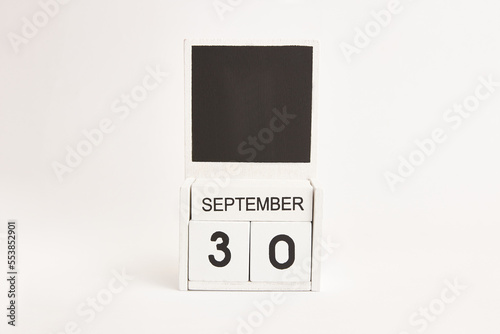 Calendar with the date September 30 and a place for designers. Illustration for an event of a certain date.