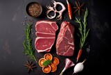 3D illustration, wonderful image of different types of meat, 3D rendering.