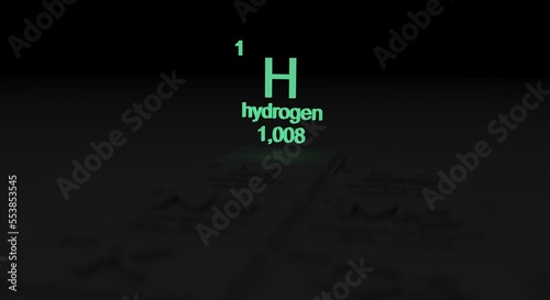 element of the periodic table hydrogen (3d illustration)