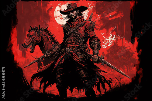 cowboy gunslinger monster hunter illustration