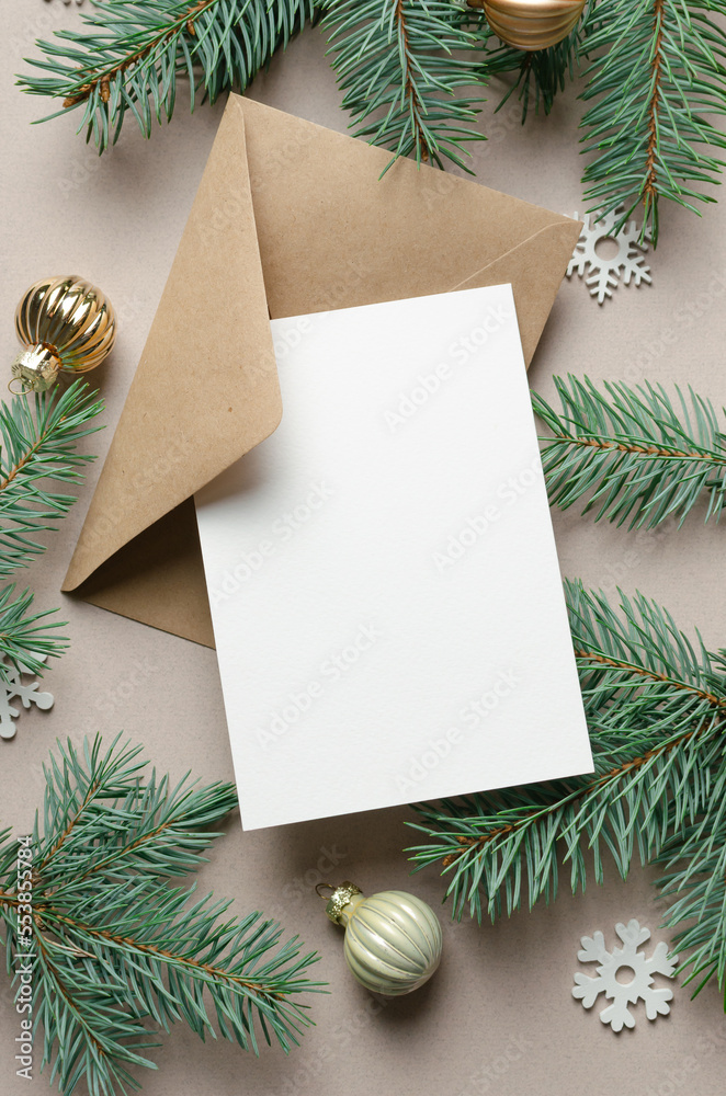 Christmas or New Year greeting card mockup Christmas or New Year greeting card mockup