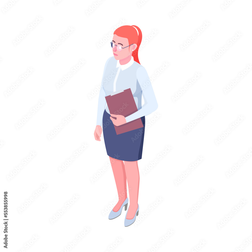 Isometric Office Secretary Composition Isometric Office Secretary Composition