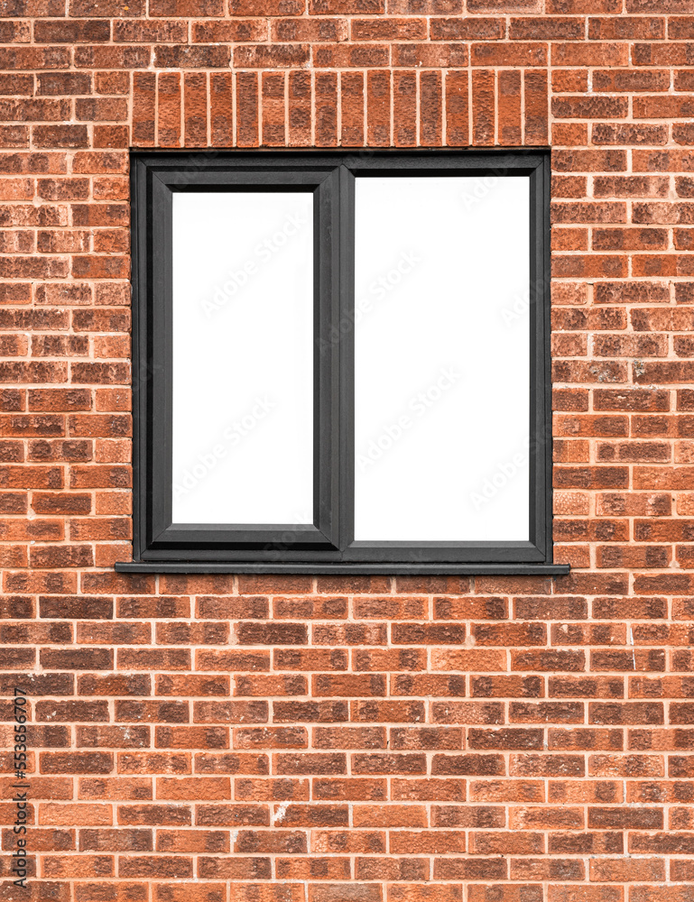 Small window set in a brick wall with white space added within the frame. Small window set in a brick wall with white space added within the frame.