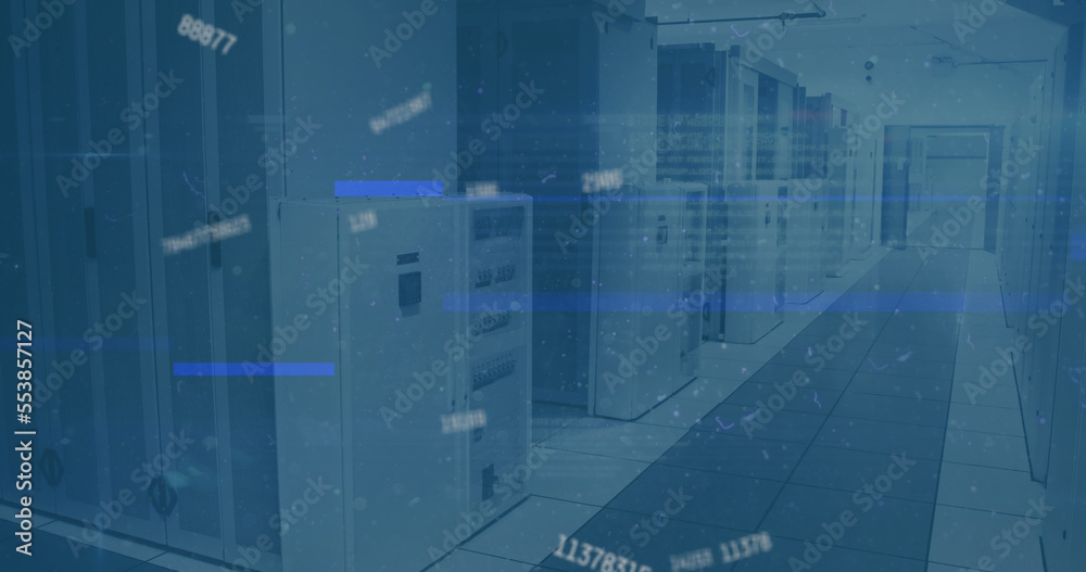 Obraz premium Image of scope scanning and data processing over empty office