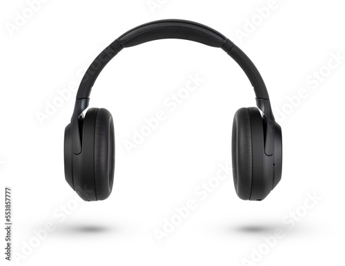 Headphones isolate on white. Wireless headphones in black, high quality, isolated on a white background, for advertising or product catalog photo