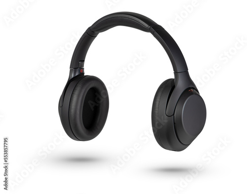 Headphones isolate on white. Wireless headphones in black, high quality, isolated on a white background, for advertising or product catalog