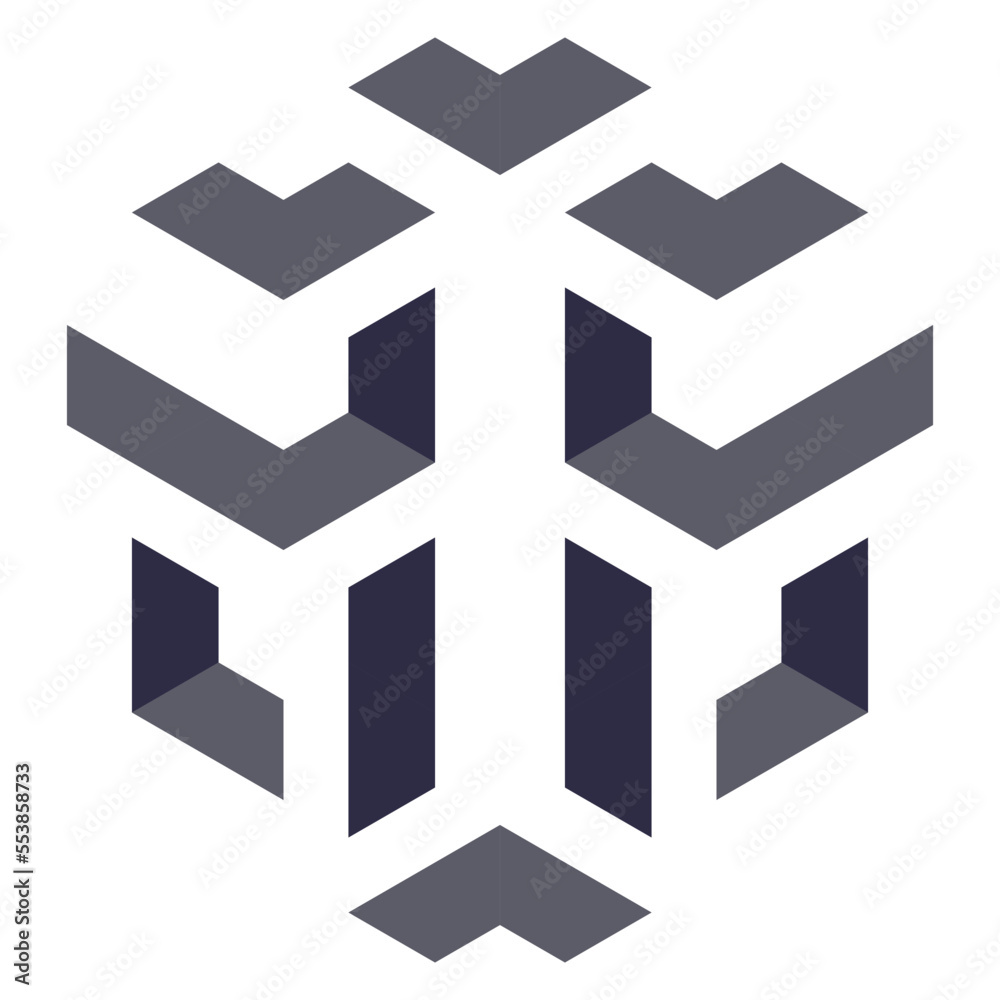 Obraz premium Hexagonal Packed Triangles 3d illusion abstract illustration