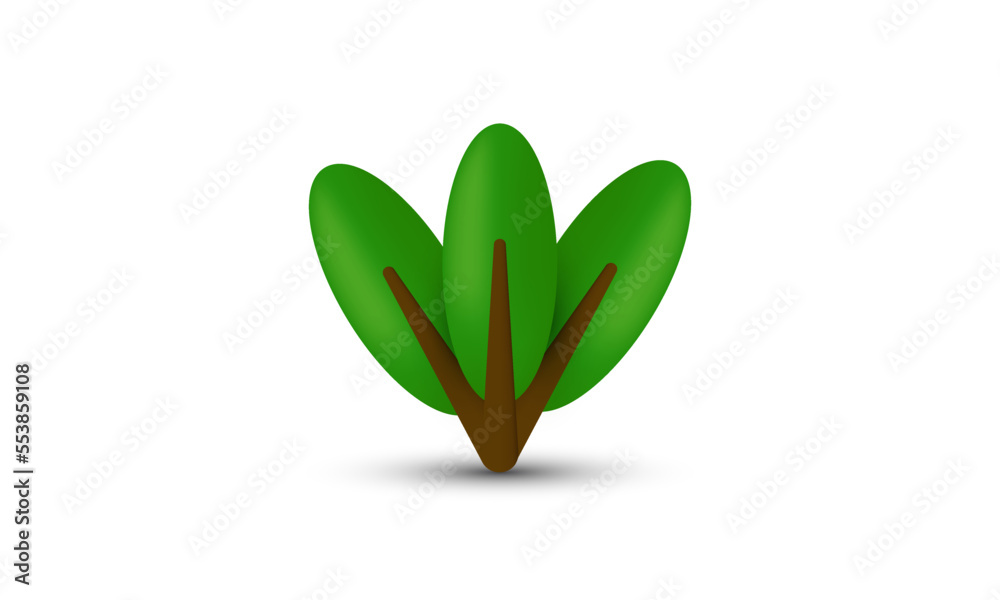 illustration realistic icon 3d green leaf natural isolated on background