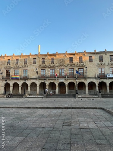 The City hall of the city of Soria, Castilla y Leon, Spain. The Palacio de los Linajes is located in the main square (Plaza Mayor) of the city.