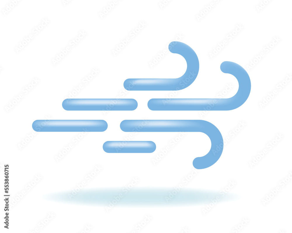Air wind Weather forecast 3d icon isolated on white background. Plasticine nature design element vector illustration. Air wind Weather forecast 3d icon isolated on white background. Plasticine nature design element vector illustration.