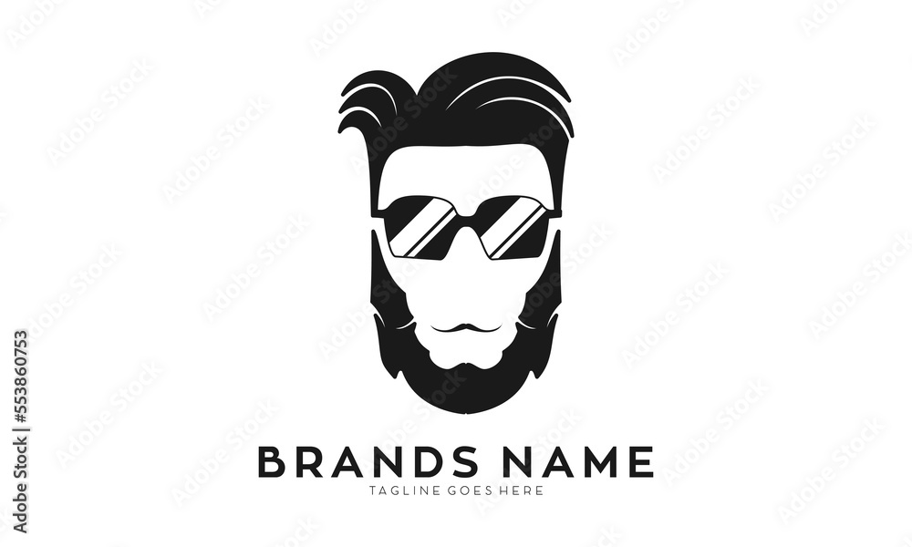 Bearded man with glasses vector logo