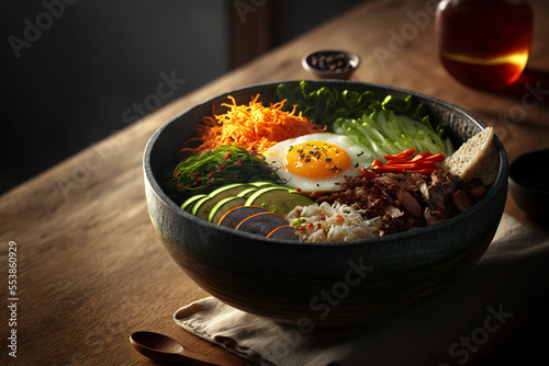 illustration of Bibimbap Korean dish