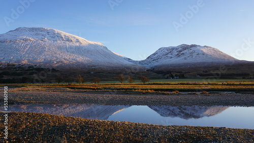 Beinn Dotaith Scottish highlands sunset in the snow