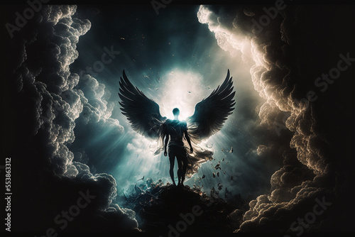 Valokuvatapetti Generative AI illustration of angel in heaven afterlife concept