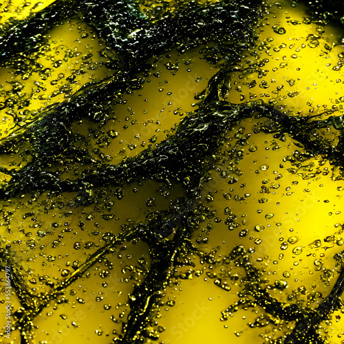 Tableau sur toile Model texture render of dark viscous matter on yellow background