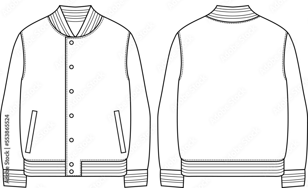 Blank Varsity Jacket Vector Template Stock Vector | Adobe Stock