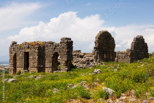 Roman Baths of Sillyon acropolis. Ancient remains near town of Serik, Antalya Province, Turkey. photo