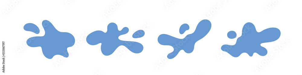 Obraz premium Abstract water shapes set. Irregular dynamic form, amoeba blob. Flat vector illustration