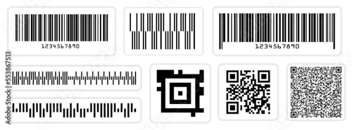 Set of various barcode label or scan barcode bars supermarket or retail pricing bar label sticker. eps vector