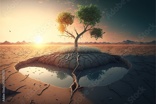 Concept of Climate change, Dry Tree, Hot Earth, Bad Climate, Future Motherearth photo