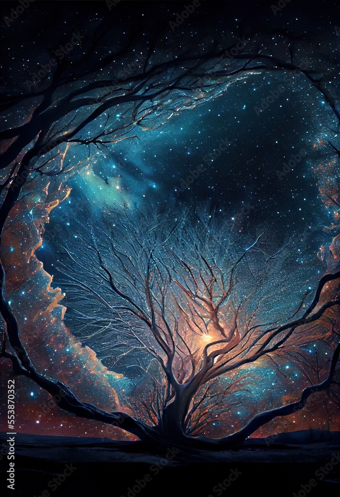 Obraz premium Tree with a moon lit background
