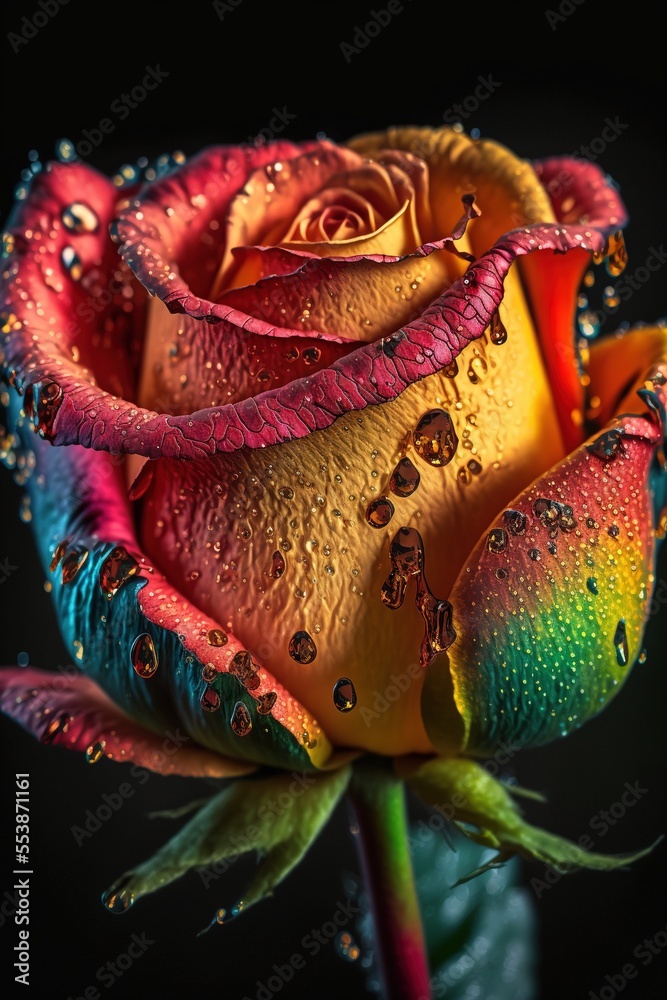 Naklejka premium Rainbow colored rose