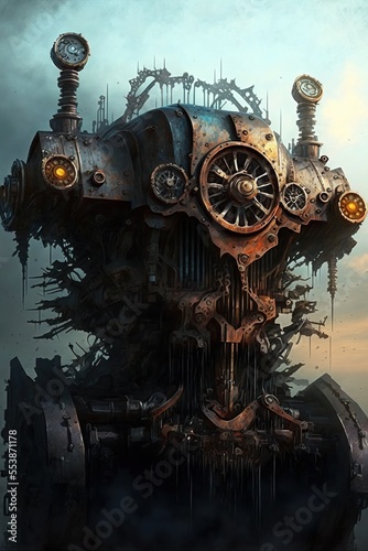 Steampunk mechanical skull
