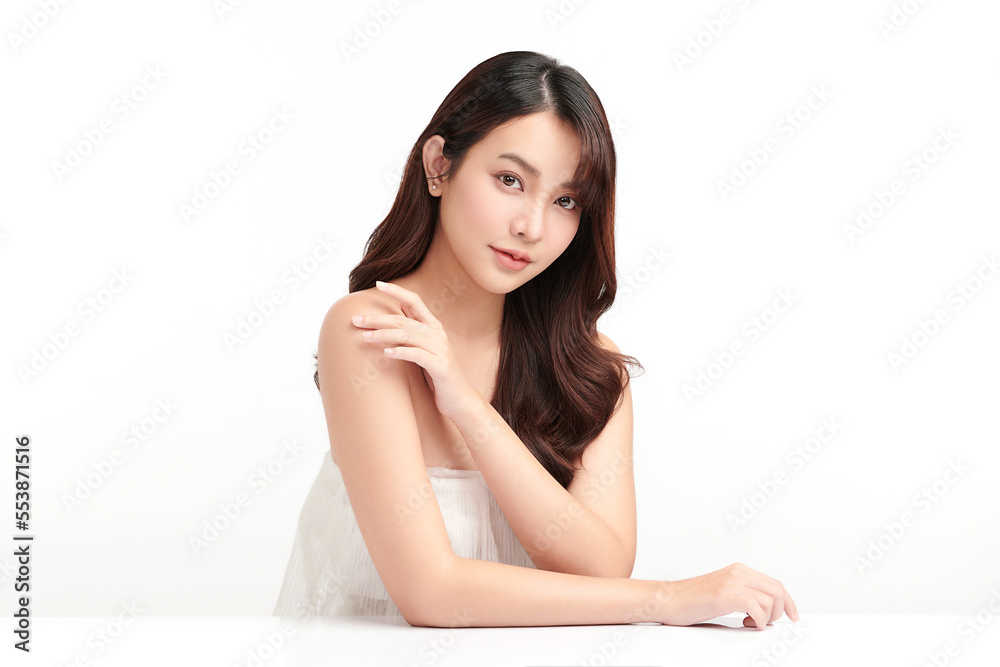 Beautiful young asian woman with clean fresh skin on white background, Face care, Facial treatment, Cosmetology, beauty and spa, Asian women portrait. Beautiful young asian woman with clean fresh skin on white background, Face care, Facial treatment, Cosmetology, beauty and spa, Asian women portrait.