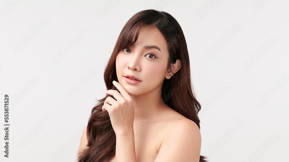 Beautiful young asian woman with clean fresh skin on white background, Face care, Facial treatment, Cosmetology, beauty and spa, Asian women portrait. Beautiful young asian woman with clean fresh skin on white background, Face care, Facial treatment, Cosmetology, beauty and spa, Asian women portrait.