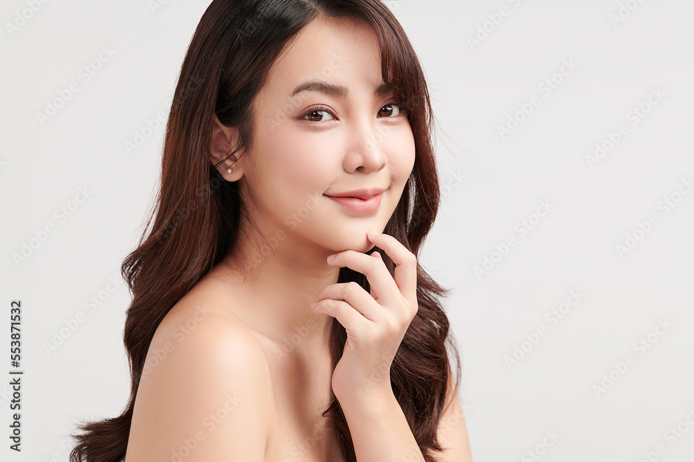 Beautiful young asian woman with clean fresh skin on white background, Face care, Facial treatment, Cosmetology, beauty and spa, Asian women portrait. Beautiful young asian woman with clean fresh skin on white background, Face care, Facial treatment, Cosmetology, beauty and spa, Asian women portrait.