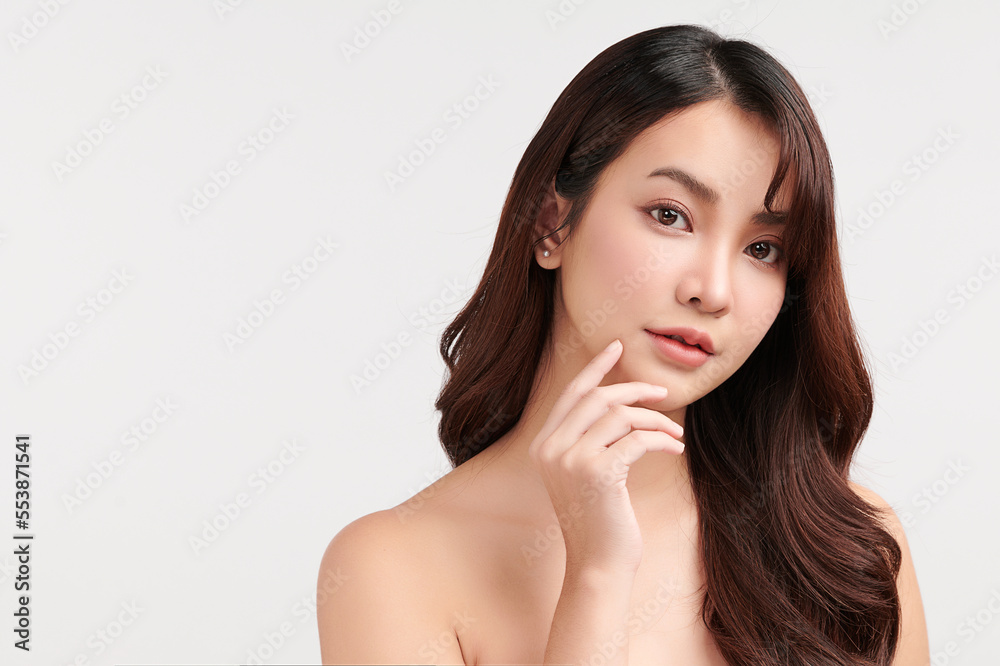 Beautiful young asian woman with clean fresh skin on white background, Face care, Facial treatment, Cosmetology, beauty and spa, Asian women portrait. Beautiful young asian woman with clean fresh skin on white background, Face care, Facial treatment, Cosmetology, beauty and spa, Asian women portrait.