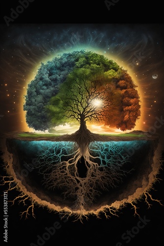 Yggdrasil the eternal tree in the middle of the world photo