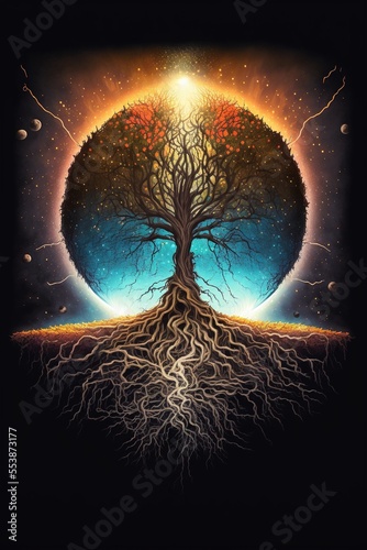 Yggdrasil the eternal tree in the middle of the world photo