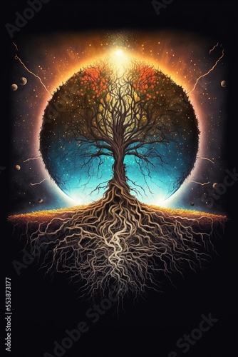 Yggdrasil the eternal tree in the middle of the world