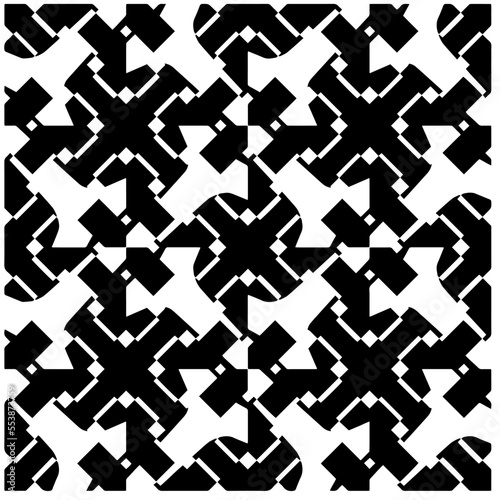 Vector pattern in geometric ornamental style. Black and white pattern.