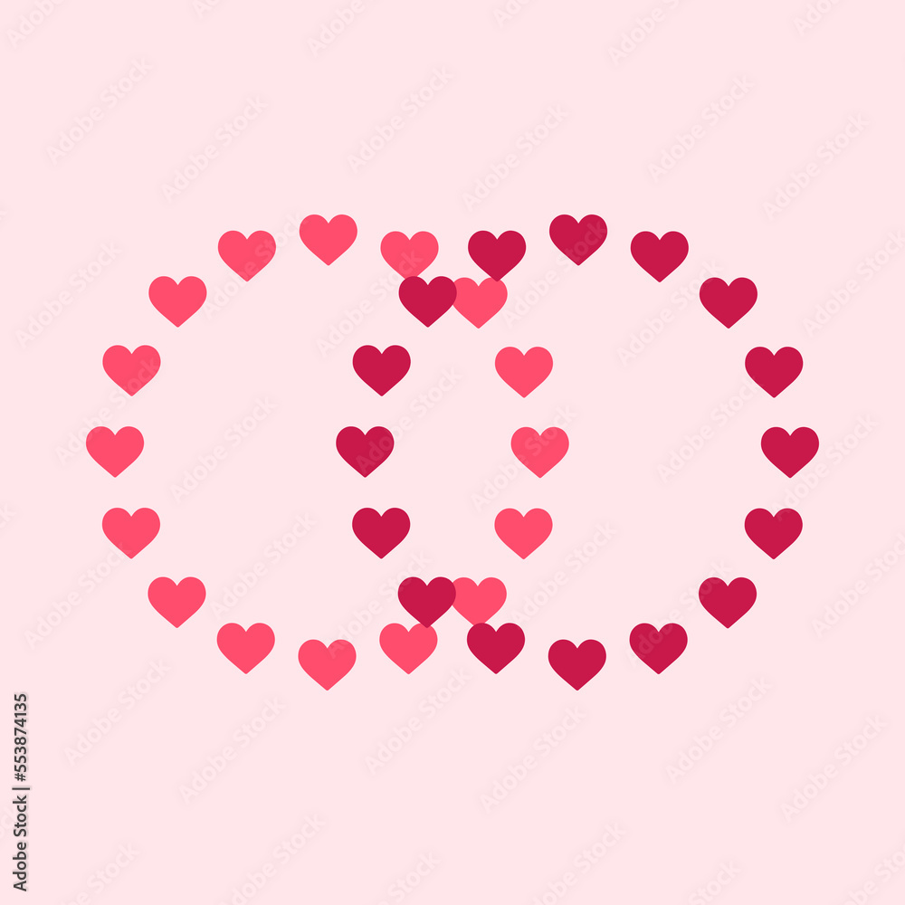 circular pink heart background vector illustration