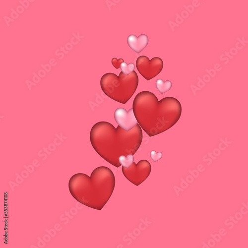 red and pink hearts on a pink background vector illustration