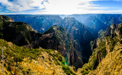 canyon at morning with big mountains and valleys, canyon of symphorous in guachochi chihuahua  photo