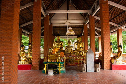 Ancient antique buddha statue of Wat Dusitaram temple for thai people travel visit respect praying and blessing wish deity holy angel mystery on November 6, 2022 in Phra Nakhon Si Ayutthaya, Thailand