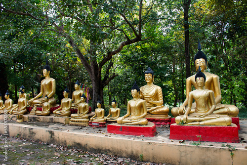 Ancient antique buddha statue of Wat Dusitaram temple for thai people traveler travel visit respect praying and blessing wish old deity holy angel mystery mystical in Phra Nakhon Si Ayutthaya Thailand