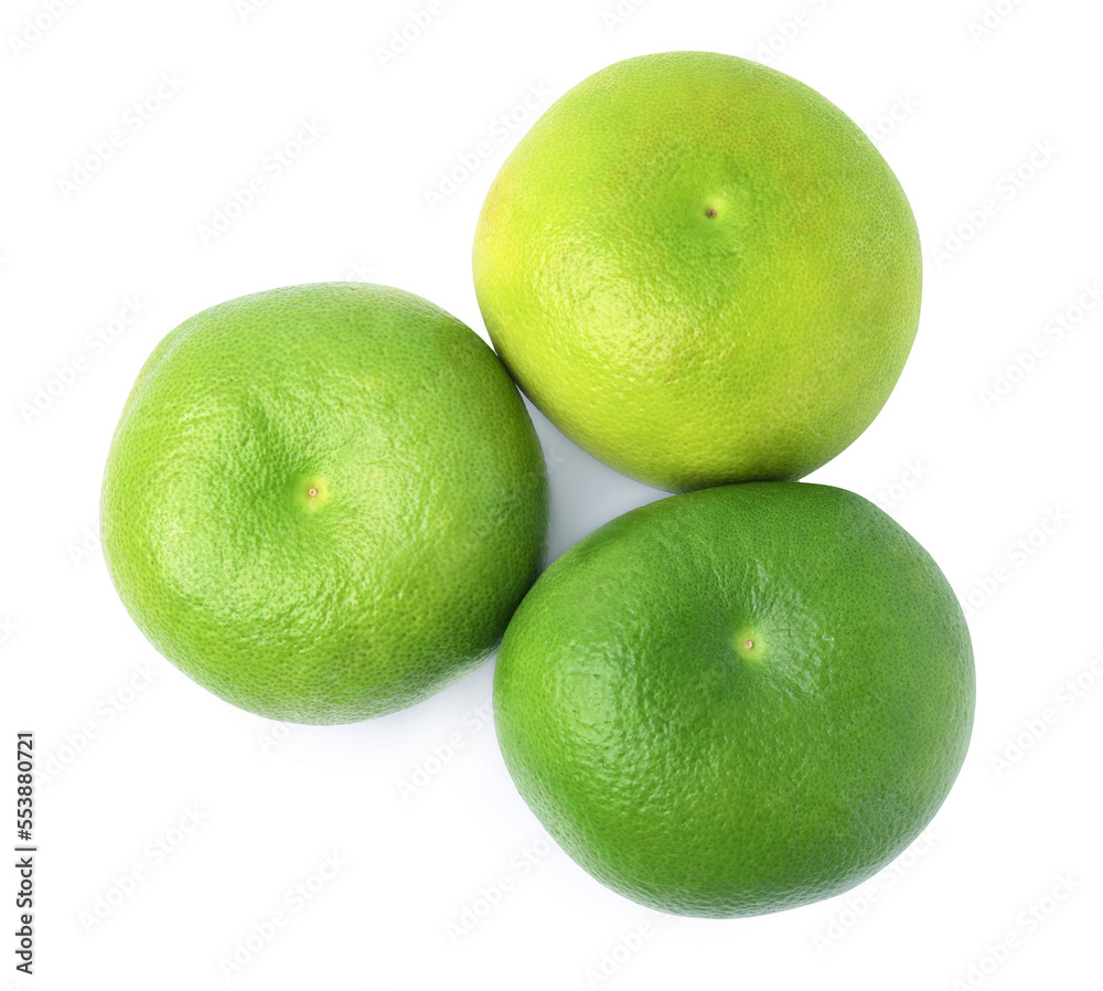 Fresh ripe sweetie fruits on white background, top view Fresh ripe sweetie fruits on white background, top view